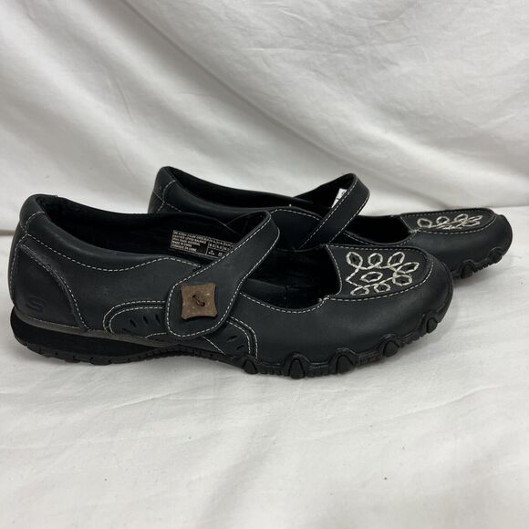 Skechers 47564 Black Leather Casual Mary Jane Flats Shoes Women's Size 8.5 - Picture 3 of 14